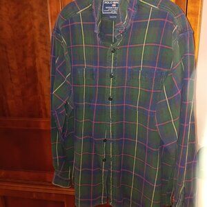 Vintage Polo Sportsman Classic Flannel Men's L – Fair Condition, Missing Sleeve